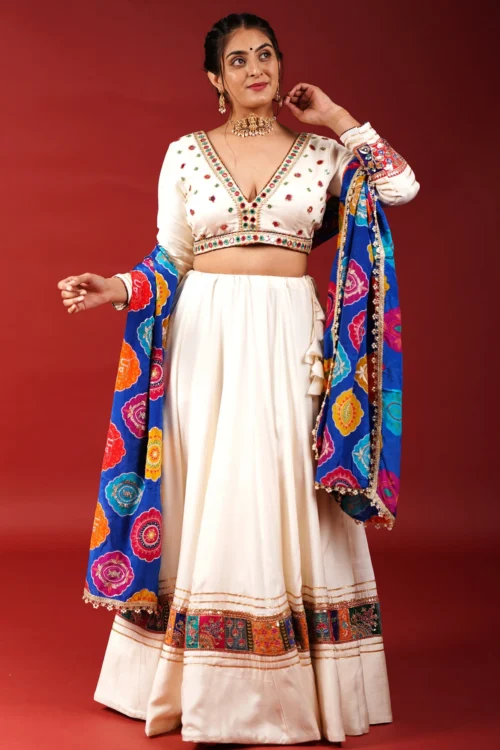 White Premium Navratri Chaniya Choli With Stunning Dupatta – Palkhi Fashion