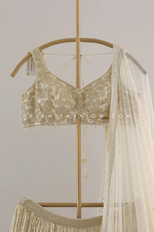 A Touch Of Glamour: A Champagne Color Designer Lehenga Choli -Indian Wear Shop ATouchofGlamourAChampagneColorDesignerLehengaCholi 4 scaled