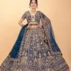 Blue Silk Designer Lehenga Choli With Multi-Color Embroidery - Palkhi Fashion -Indian Wear Shop BlueSilkDesignerLehengaCholiwithMulti ColorEmbroidery PalkhiFashion 3