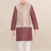 Boys Light Wine Jacket Kurta Set With Multi-Color Embroidery – Palkhi Fashion -Indian Wear Shop BoysLightWineJacketKurtaSetwithMulti ColorEmbroidery PalkhiFashion scaled