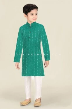 Classic Teal Green Cotton Silk Boys Kurta Pajama Set– Palkhi Fashion
