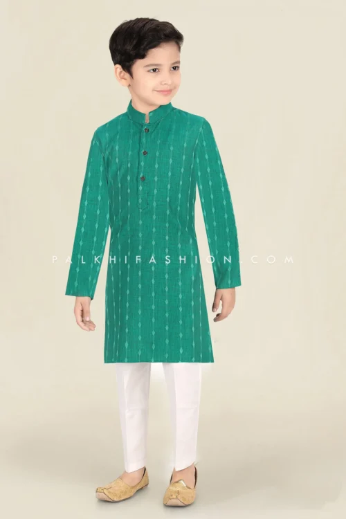 Classic Teal Green Cotton Silk Boys Kurta Pajama Set– Palkhi Fashion