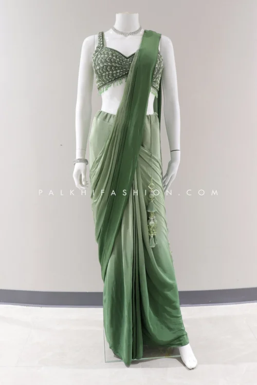 Designer Green Ombre Ready-to-Wear Silk Saree – Palkhi Fashion -Indian Wear Shop DesignerGreenOmbreReady to WearSilkSaree PalkhiFashion 1 scaled