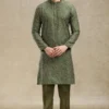 Designer Mehndi Green Kurta Pajama Set With Intricate Work – Palkhi Fashion -Indian Wear Shop DesignerKurtaPajamaSetwithIntricateEmbroideryWork PalkhiFashion 1 scaled