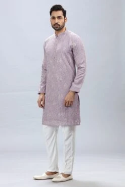 Designer Lilac Kurta Pajama Set With Sequin & Thread Embroidery – Palkhi Fashion