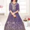 Designer Lilac Silk Gown For Girls With Elegant Silk Weaving -Indian Wear Shop DesignerLilacSilkGownforGirlswithElegantSilkWeaving scaled