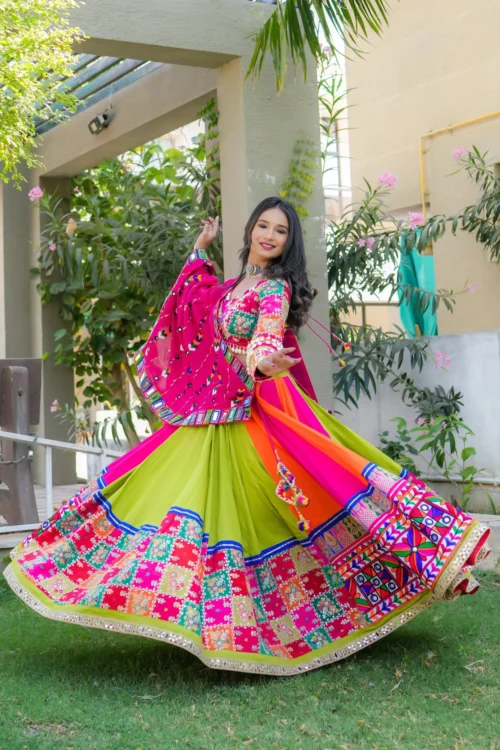 Designer Multi Color Navratri Chaniya Choli Set With Attractive Work