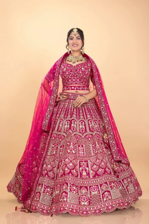 Designer Rani Pink Bridal Lehenga Choli With Embroidery & Handwork -Indian Wear Shop DesignerRaniPinkBridalLehengaCholiWithEmbroidery Handwork 5 scaled