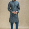 Designer Petrol BlueKurta Pajama Set With Intricate Work – Palkhi Fashion -Indian Wear Shop Designer Kurta Pajama Set with Intricate Embroidery Work Palkhi Fashion 2 scaled