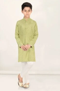 Elegant Pastel Green Cotton Boys Kurta Pajama Set – Palkhi Fashion