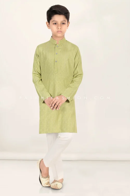 Elegant Pastel Green Cotton Boys Kurta Pajama Set – Palkhi Fashion