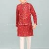 Gajri Red Boys Jacket Kurta Set With Patola Work – Palkhi Fashion -Indian Wear Shop GajriRedBoysJacketKurtaSetwithPatolaWork PalkhiFashion