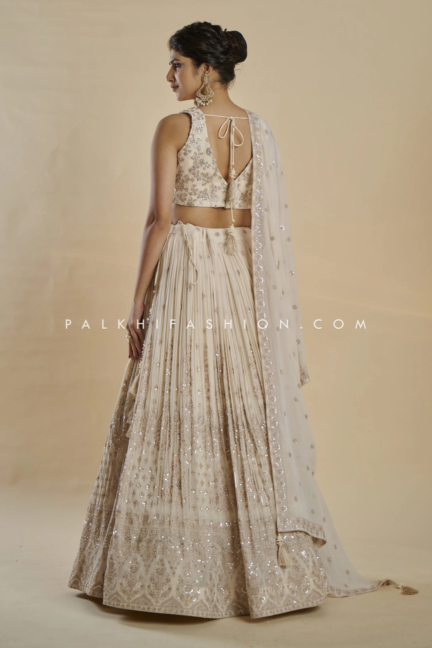 Imperial Charm: Exclusive Champagne Lehenga Choli With Handwork 5 Imperial Charm: Exclusive Champagne Lehenga Choli With Handwork - Image 3