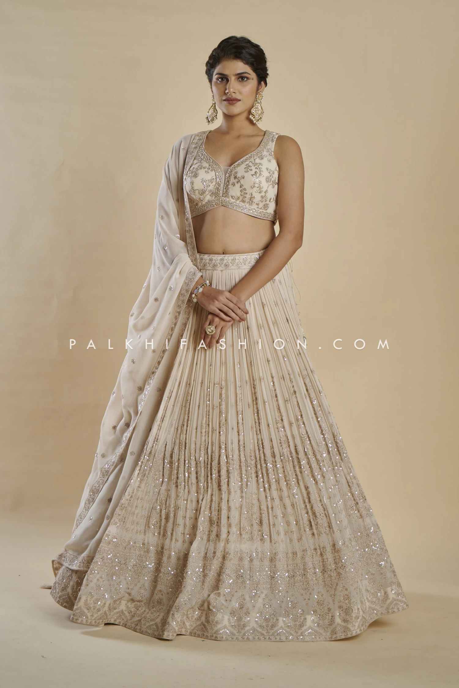 Imperial Charm: Exclusive Champagne Lehenga Choli With Handwork 3 Imperial Charm: Exclusive Champagne Lehenga Choli With Handwork