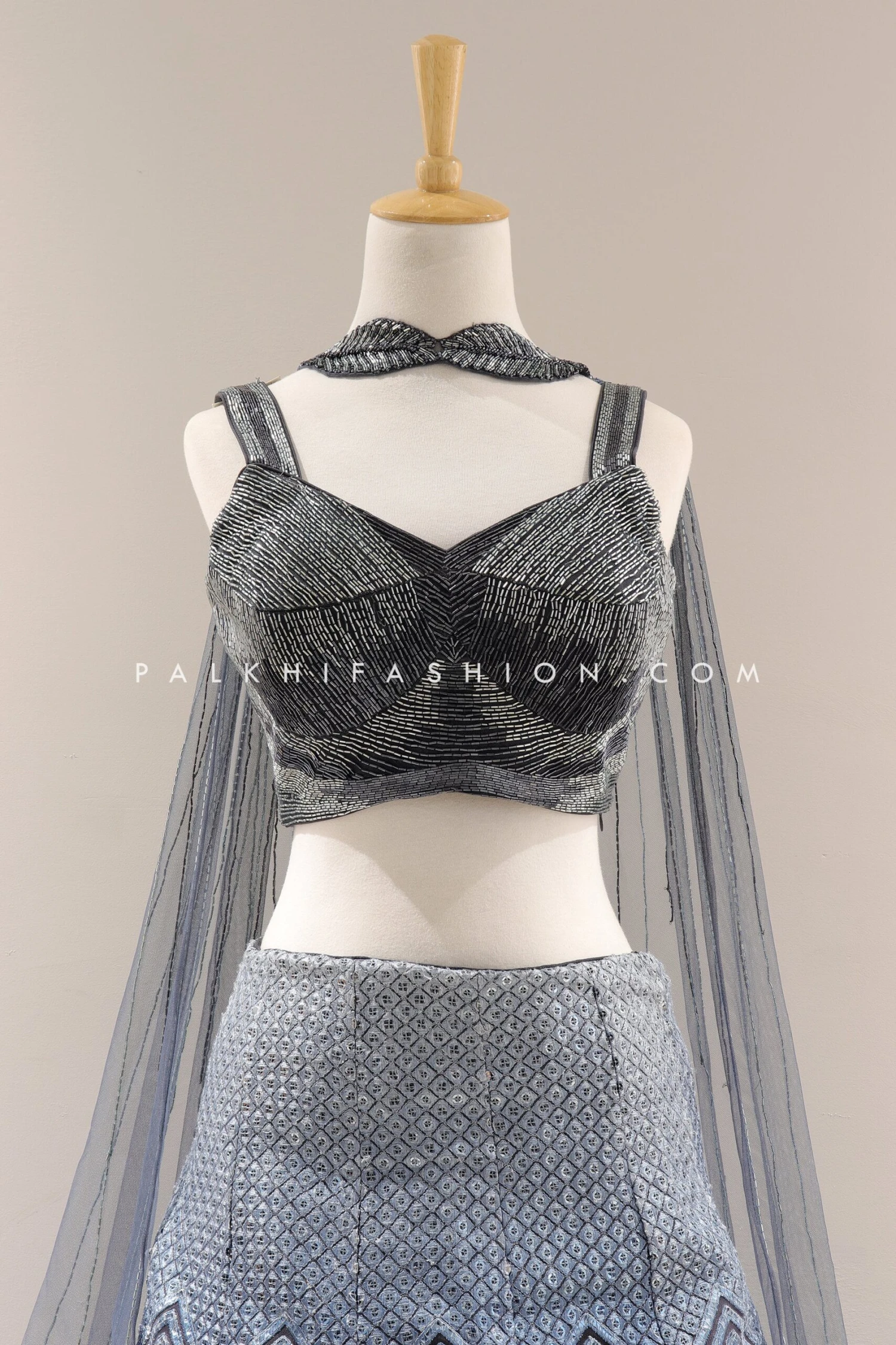 Imperial Charm: Exclusive Indian Designer Lehenga Choli In Blue Hue 4 Imperial Charm: Exclusive Indian Designer Lehenga Choli In Blue Hue - Image 2