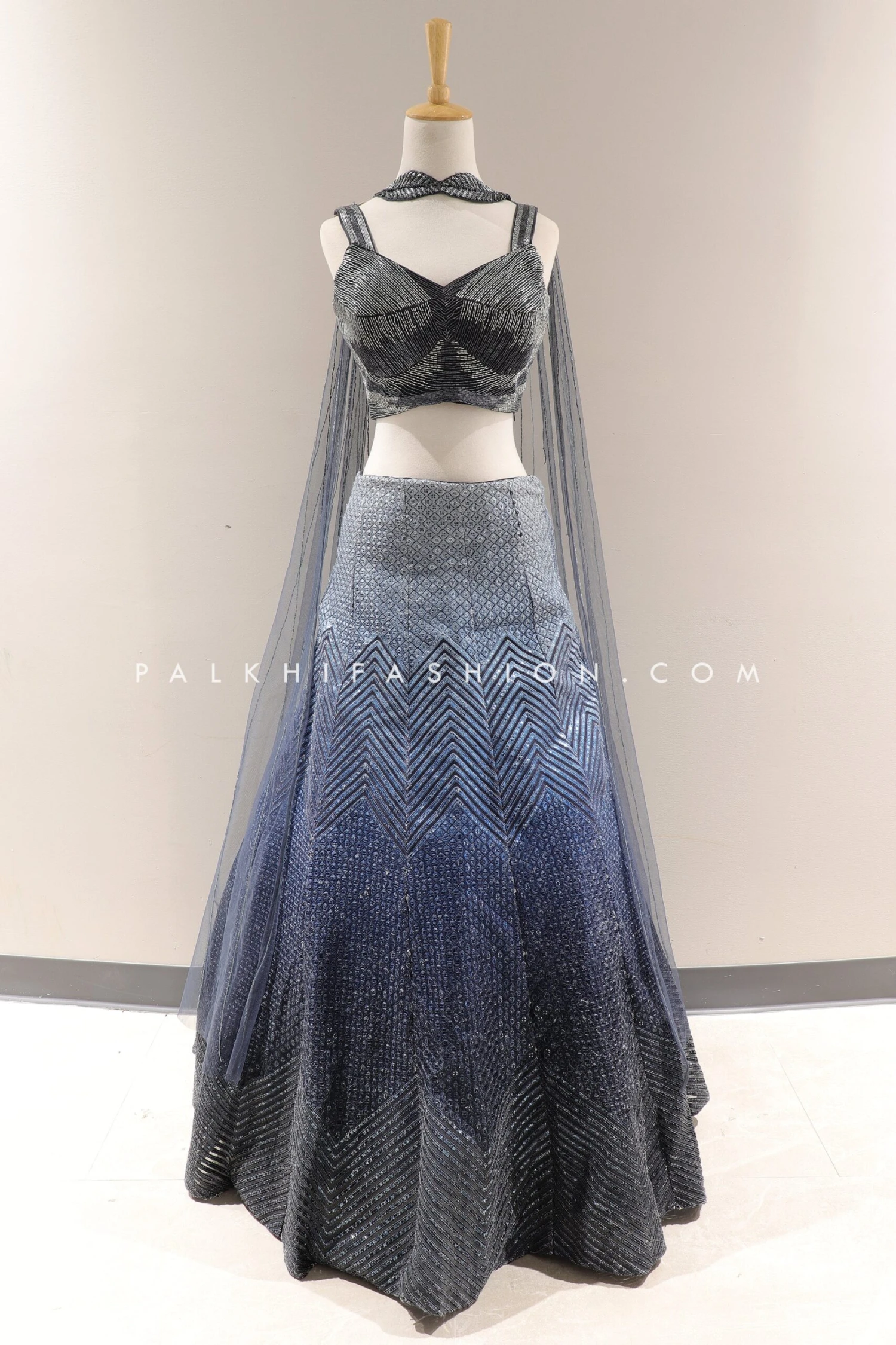 Imperial Charm: Exclusive Indian Designer Lehenga Choli In Blue Hue 3 Imperial Charm: Exclusive Indian Designer Lehenga Choli In Blue Hue