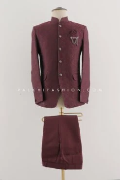 Men's Jodhpuri Suit In Maroon Color | Traditional Indian Jodhpuri Suit