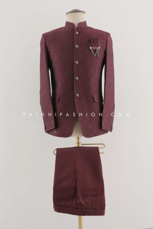 Men's Jodhpuri Suit In Maroon Color | Traditional Indian Jodhpuri Suit
