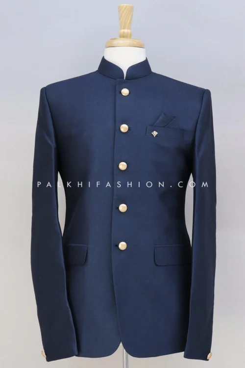 Navy Blue Soft Silk Jodhpuri Suit From Palkhi Fashion -Indian Wear Shop Navy Blue Soft Silk Jodhpuri Suit From Palkhi Fashion 34951174291756