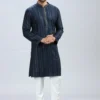 Navy Blue Kurta Pajama Set With Elegant Work – Palkhi Fashion -Indian Wear Shop NavyBlueKurtaPajamaSetWithElegantWork PalkhiFashion scaled
