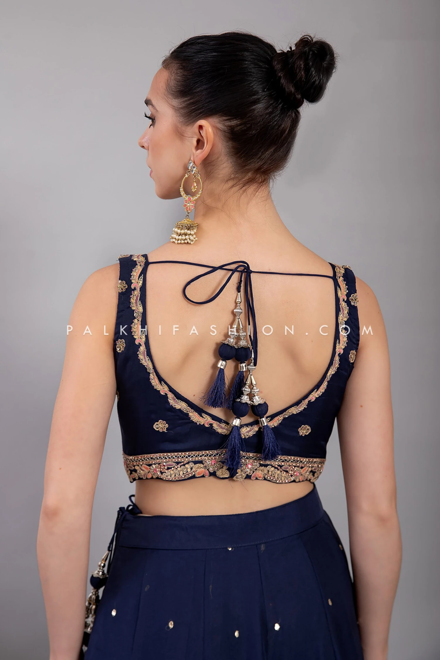 Navy Blue Lehenga Choli | Cutwork & Embroidery | Palkhi Fashion 5 Navy Blue Lehenga Choli | Cutwork & Embroidery | Palkhi Fashion - Image 3