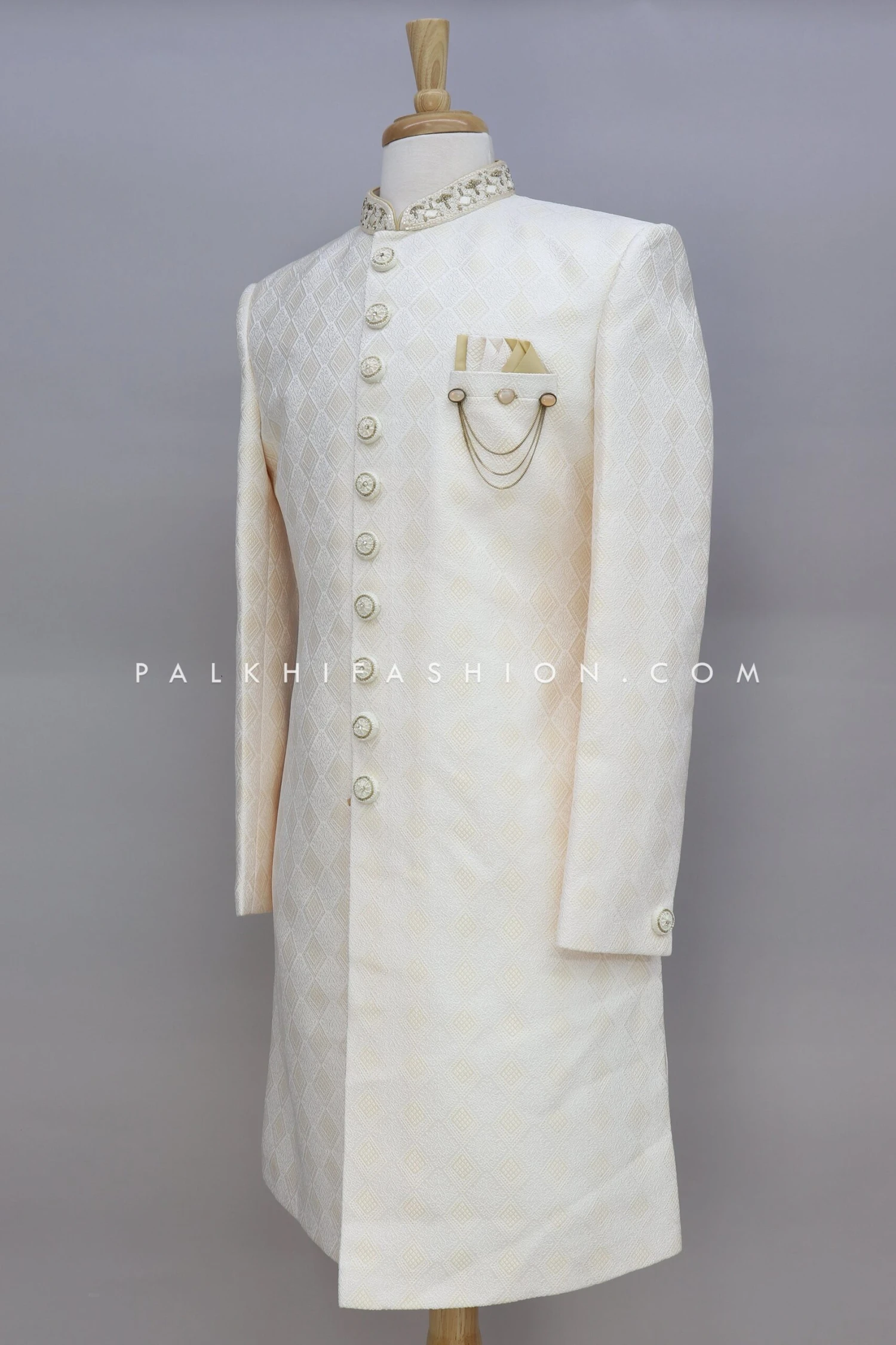 Off White Pure Silk Indo-Western With Embroidery Work 3 Off White Pure Silk Indo-Western With Embroidery Work