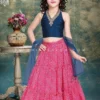 Pink/Blue Girls Lehenga Choli With Bandhani Work -Indian Wear Shop Pink Blue Girls Lehenga Choli With Bandhani Work 34951175504172