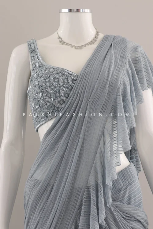 Powder Blue Ready To Wear Saree With Stone & HandWork - Palkhi Fashion -Indian Wear Shop PowderBlueReadytoWearSareewithStone HandWork PalkhiFashion 3 scaled