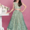 Premium Banarasi Silk Girls Lehenga Choli In Sage Green – Palkhi Fashion -Indian Wear Shop PremiumBanarasiSilkGirlsLehengaCholiinSageGreen PalkhiFashion scaled
