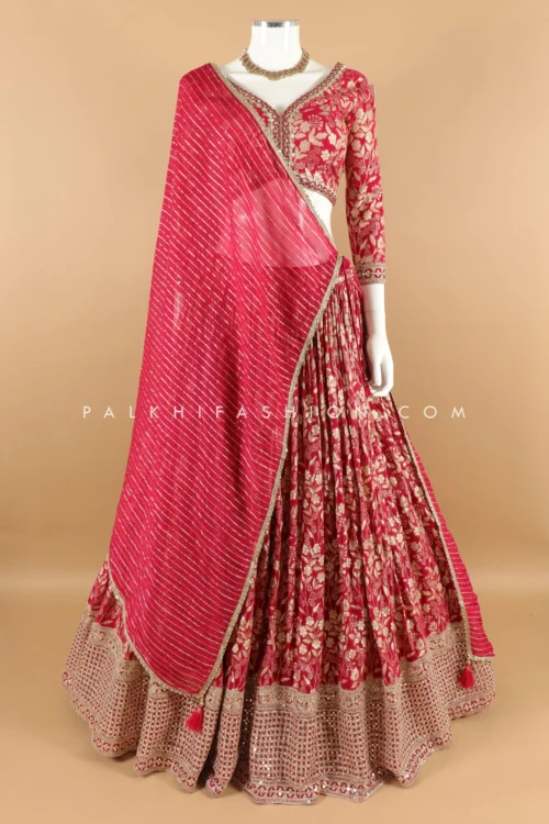 Premium Rani Pink Banarasi Silk Lehenga Choli With Handwork – Palkhi Fashion