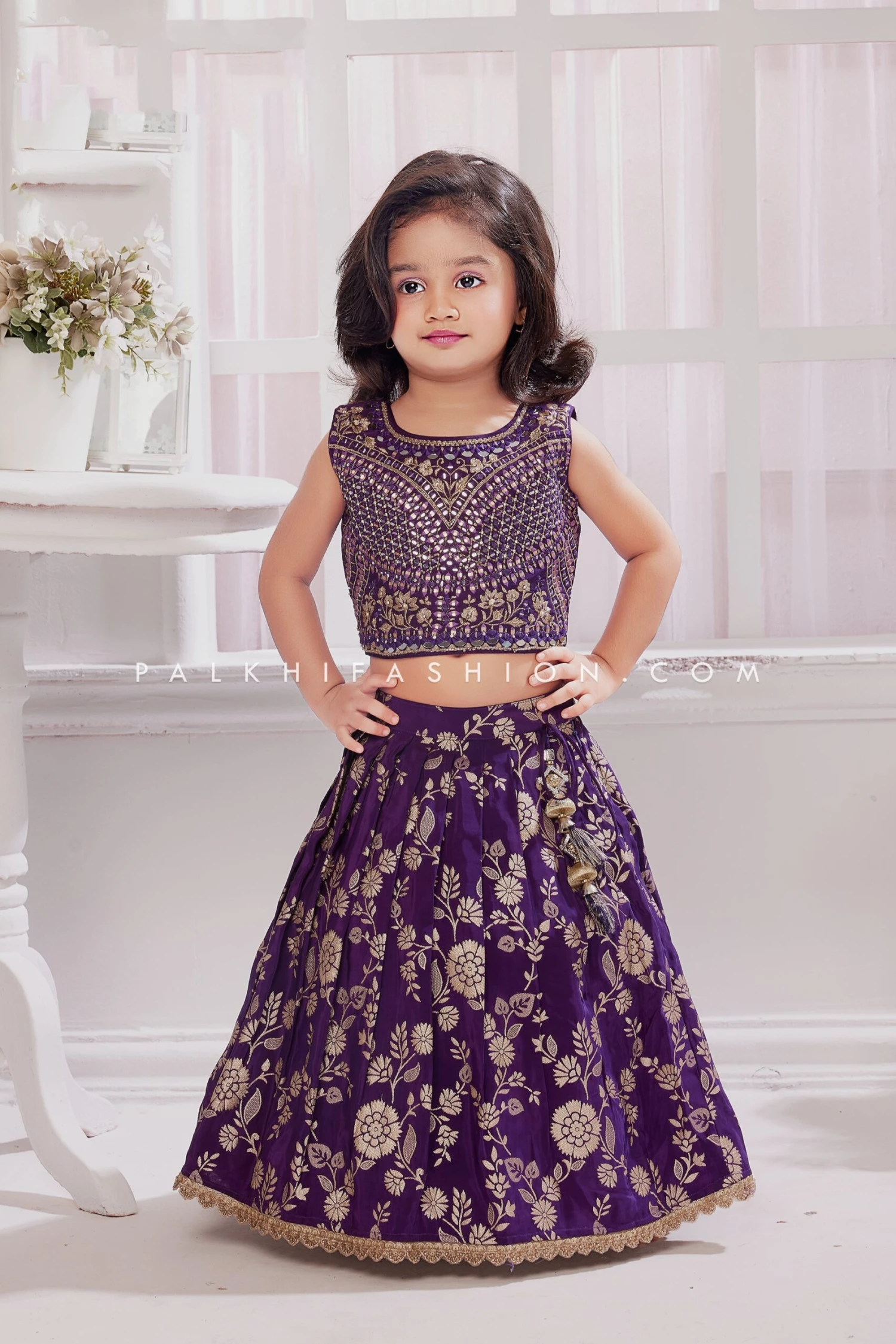 Purple Silk Girls Lehenga Choli With Handwork | Palkhi Fashion 3 Purple Silk Girls Lehenga Choli With Handwork | Palkhi Fashion