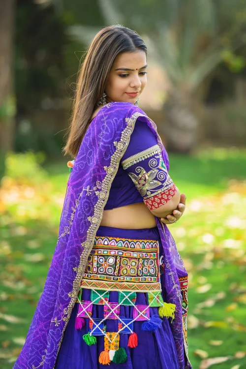 Purple Cotton Silk Navratri Chaniya Choli With Stunning Blouse -Indian Wear Shop Purple Cotton Silk Navratri Chaniya Choli with Stunning Blouse 4 scaled
