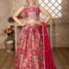Rani Pink Banarasi Silk Girls Lehenga Choli With Intricate Work -Indian Wear Shop RaniPinkBanarasiSilkGirlsLehengaCholiwithIntricateWork scaled