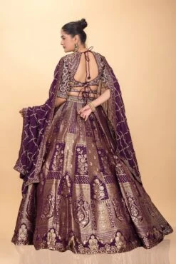 Royal Grandeur: Statement Wine Designer Banarasi Silk Lehenga Choli -Indian Wear Shop RoyalGrandeurStatementWineDesignerBanarasiSilkLehengaCholi 1