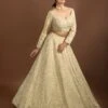 Royal Weaves: Lavish Beige Silk Designer Lehenga Choli With Pearls And Mirrors -Indian Wear Shop RoyalWeavesLavishBeigeSilkLehengaCholiwithPearlsandMirrors 4