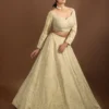 Royal Weaves: Lavish Beige Silk Designer Lehenga Choli With Pearls And Mirrors -Indian Wear Shop RoyalWeavesLavishBeigeSilkLehengaCholiwithPearlsandMirrors 4 scaled