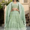 Sage Green Soft Silk Lehenga Choli | Chikankari & Handwork | Palkhi Fashion