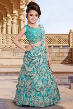 Stylish Multi-Color Printed Ready-to-Wear Lehenga Choli With Handcrafted Blouse