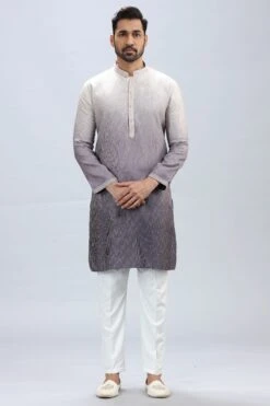 Taupe Grey Ombre Kurta Pajama Set For Men – Palkhi Fashion