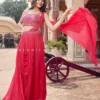 Trendy Coral Pink Pre-Pleated Saree With Handcrafted Blouse -Indian Wear Shop TrendyCoralPinkPre PleatedSareewithHandcraftedBlouse scaled