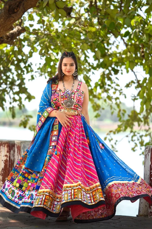 Twirling Traditions: Full Flair Colorful Embroidery Work Navratri Chaniya Choli -Indian Wear Shop Twirling Traditions 12 Meters Colorful Embroidery work Navratri Chaniya Choli 2 scaled