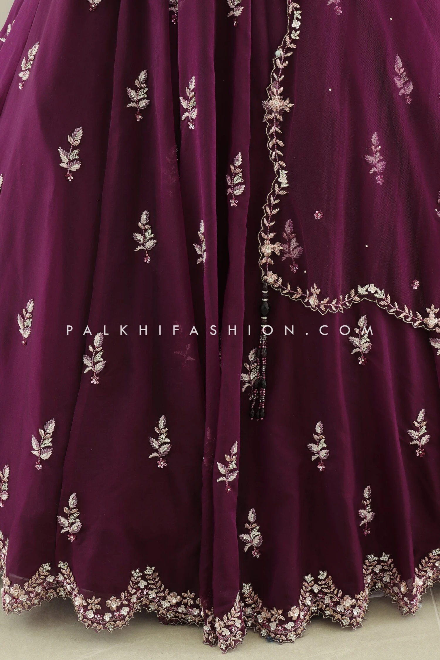Wine And Shine: A Regal Designer Lehenga Choli 6 Wine And Shine: A Regal Designer Lehenga Choli - Image 4