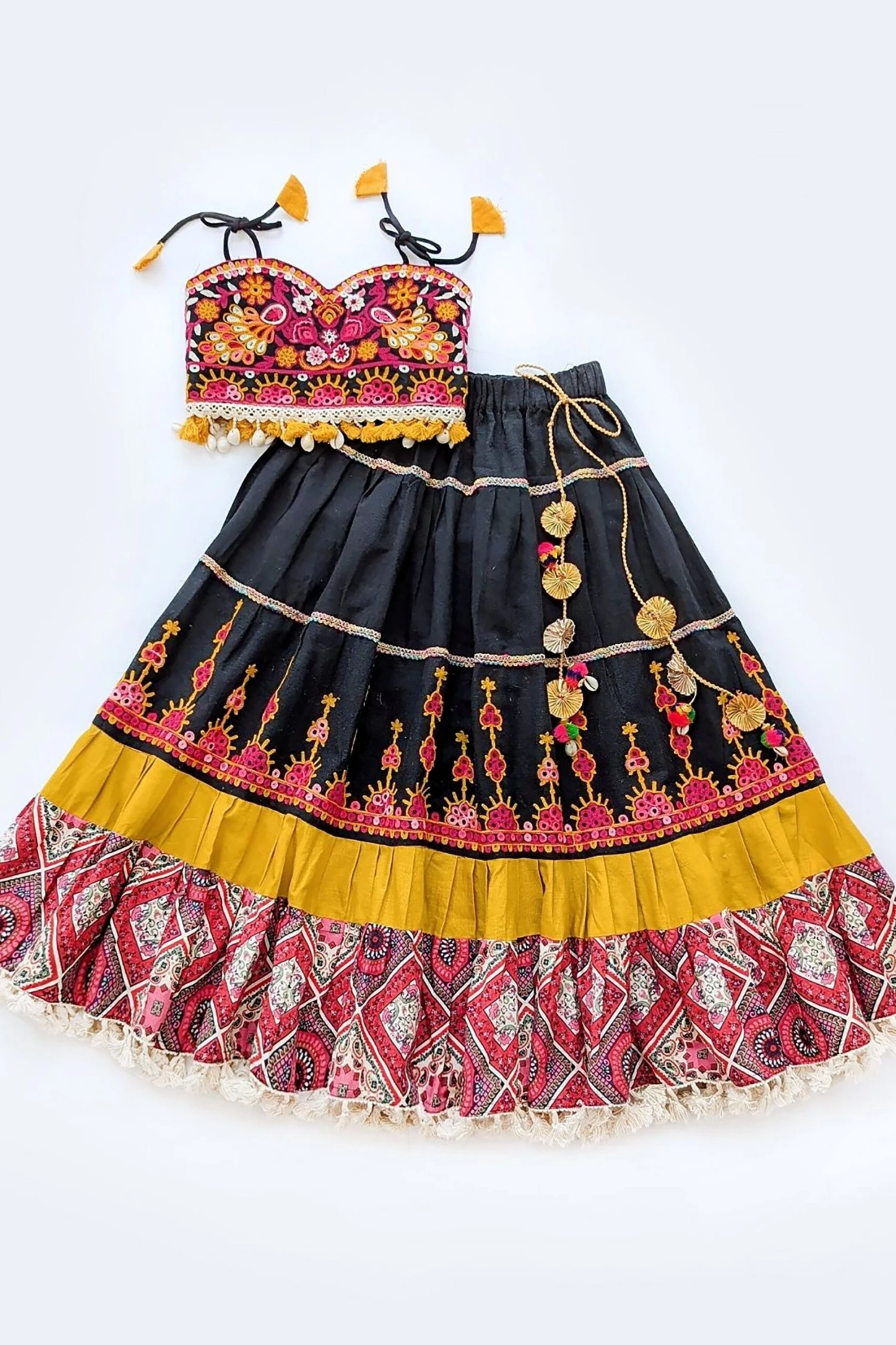 Black Cotton Chaniya Choli For Girls With Handcrafted Embroidery – Palkhi Fashion 5 Black Cotton Chaniya Choli For Girls With Handcrafted Embroidery – Palkhi Fashion - Image 3