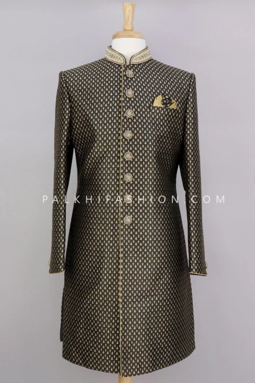 Black Silk Indo-Western With Handwork-Palkhi Fashion -Indian Wear Shop black silk indo western with handwork palkhi fashion 106454