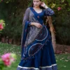 Blue Designer Navratri Chaniya Choli With Ajarakh & Mirror Work – Palkhi Fashion