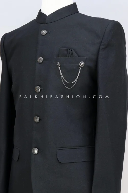 Classic Black Silk Jodhpuri Suit From Palkhi Fashion -Indian Wear Shop classic black silk jodhpuri suit from palkhi fashion 428499