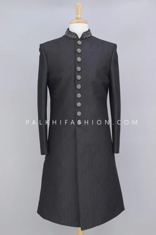 Indian Wear Shop -Indian Wear Shop designer black indo western in lakhanvi work 505440