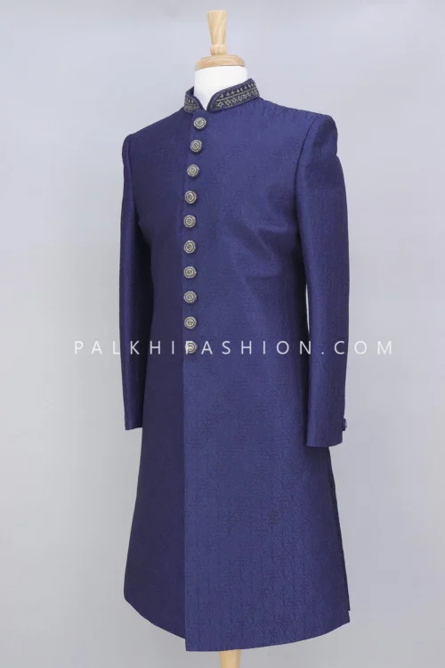 Designer Navy Blue Indo-Western In Lakhanvi Work