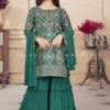 Elegant Emerald Green Palazzo Outfit With Bandhani & Patola Work -Indian Wear Shop elegant emerald green palazzo outfit with bandhani patola work by palkhi fashion 826601 scaled