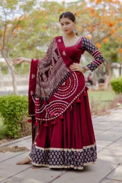 Ethnic Maroon Chaniya Choli Set With Ajarakh & Mirrorwork – Palkhi Fashion -Indian Wear Shop ethnic maroon chaniya choli set with ajarakh mirrorwork palkhi fashion 444508